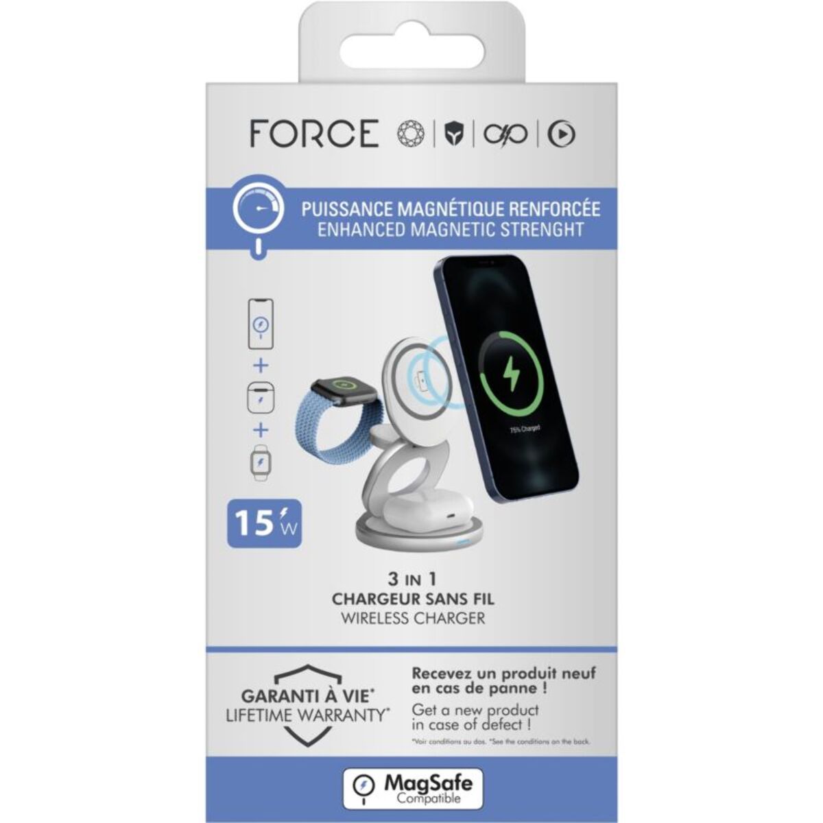 Station de charge FORCE POWER MagSafe pliable 3en 1 15W