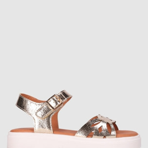 Sandalias de Piel - Platino - Tacón: 2 cm