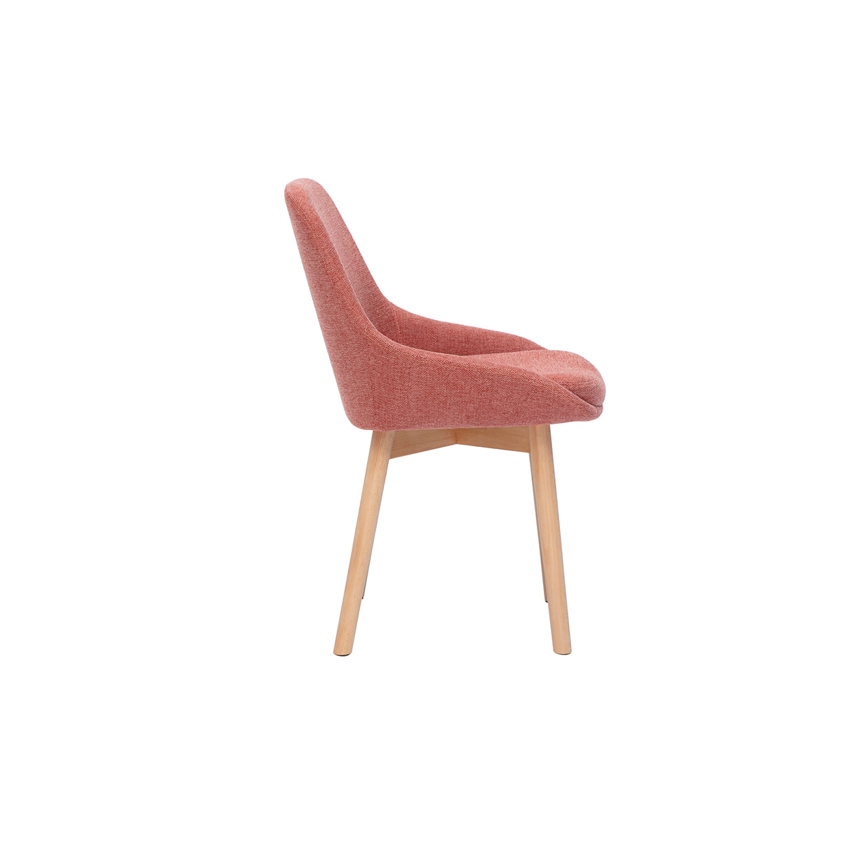Chaises scandinaves en tissu effet velours texturé terracotta et bois clair massif (lot de 2) HOLO