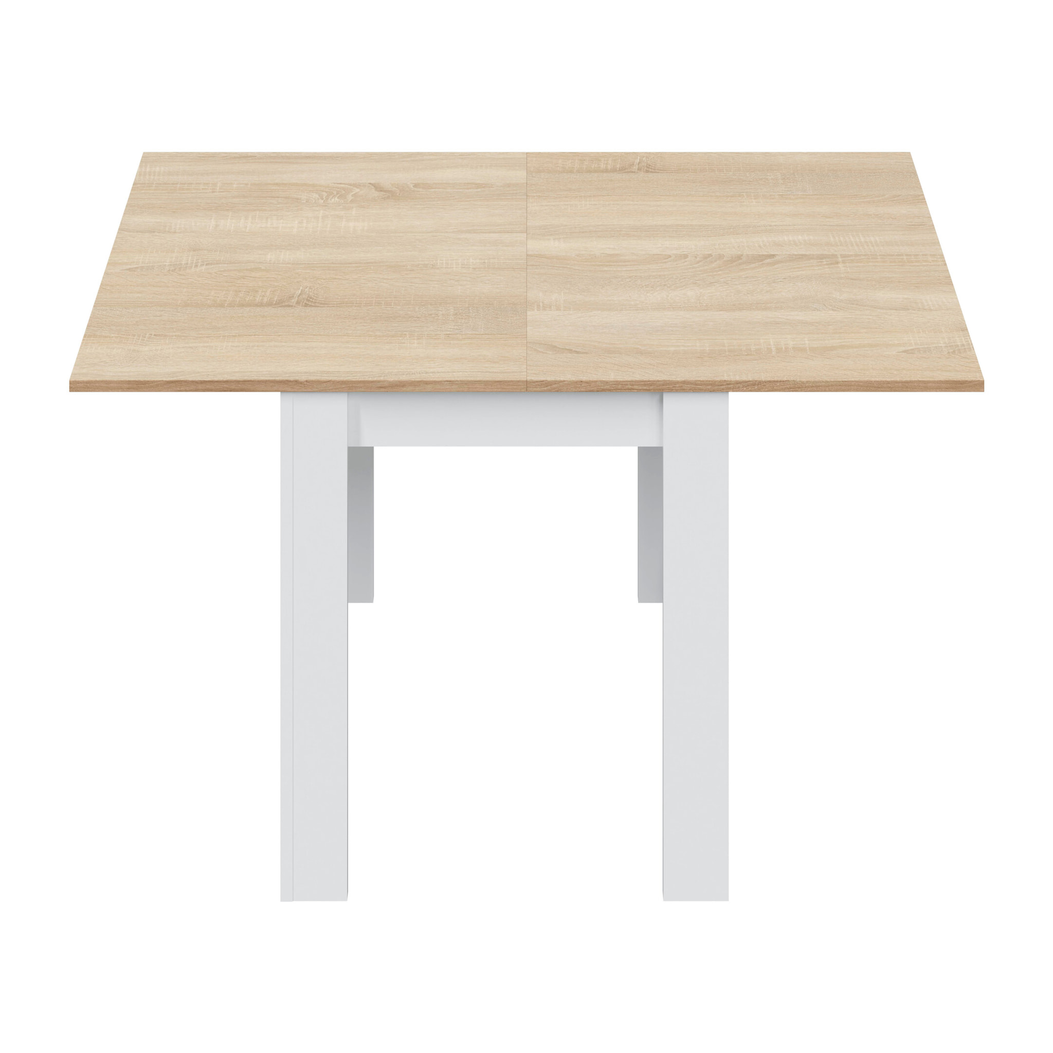 Tavolo Quadrato Allungabile Ausiliario Estensibile Design Moderno Stabile A Libro Da 67 A 134 Cm Con Piedini Antigraffio Bianco E Rovere