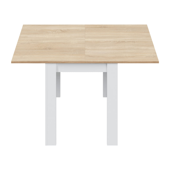 Tavolo Quadrato Allungabile Ausiliario Estensibile Design Moderno Stabile A Libro Da 67 A 134 Cm Con Piedini Antigraffio Bianco E Rovere