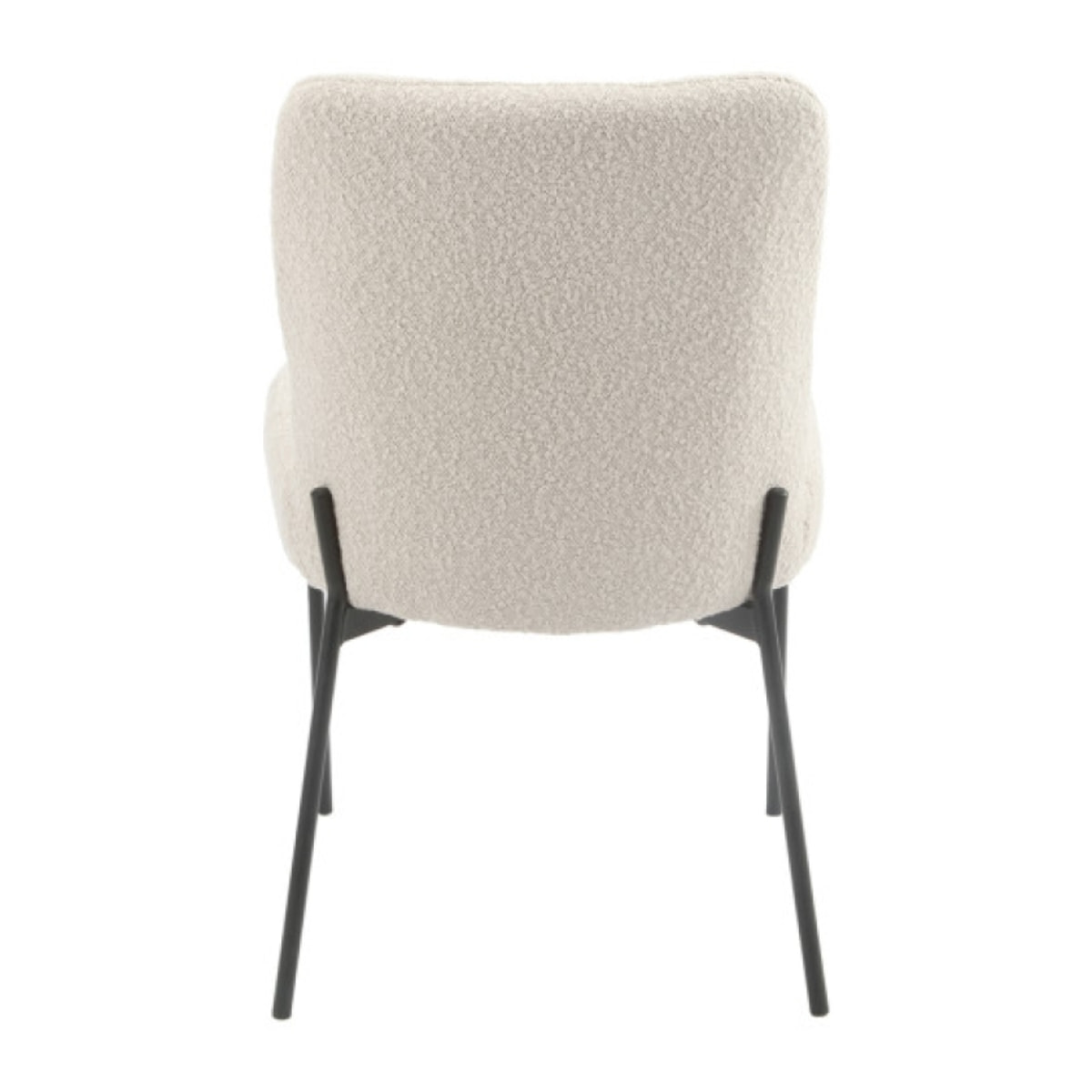 Chaise bouclette beige imitation laine de mouton et pieds métal noir - BOUCLE