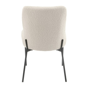 Chaise bouclette beige imitation laine de mouton et pieds métal noir - BOUCLE