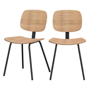 Lot de 2 chaises en bois plaqué frêne et pieds en métal - Hoodie