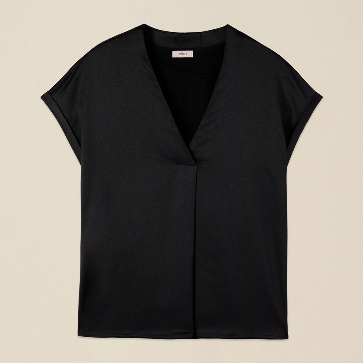 Oltre - Camiseta bimatérica con escote en V - Negro