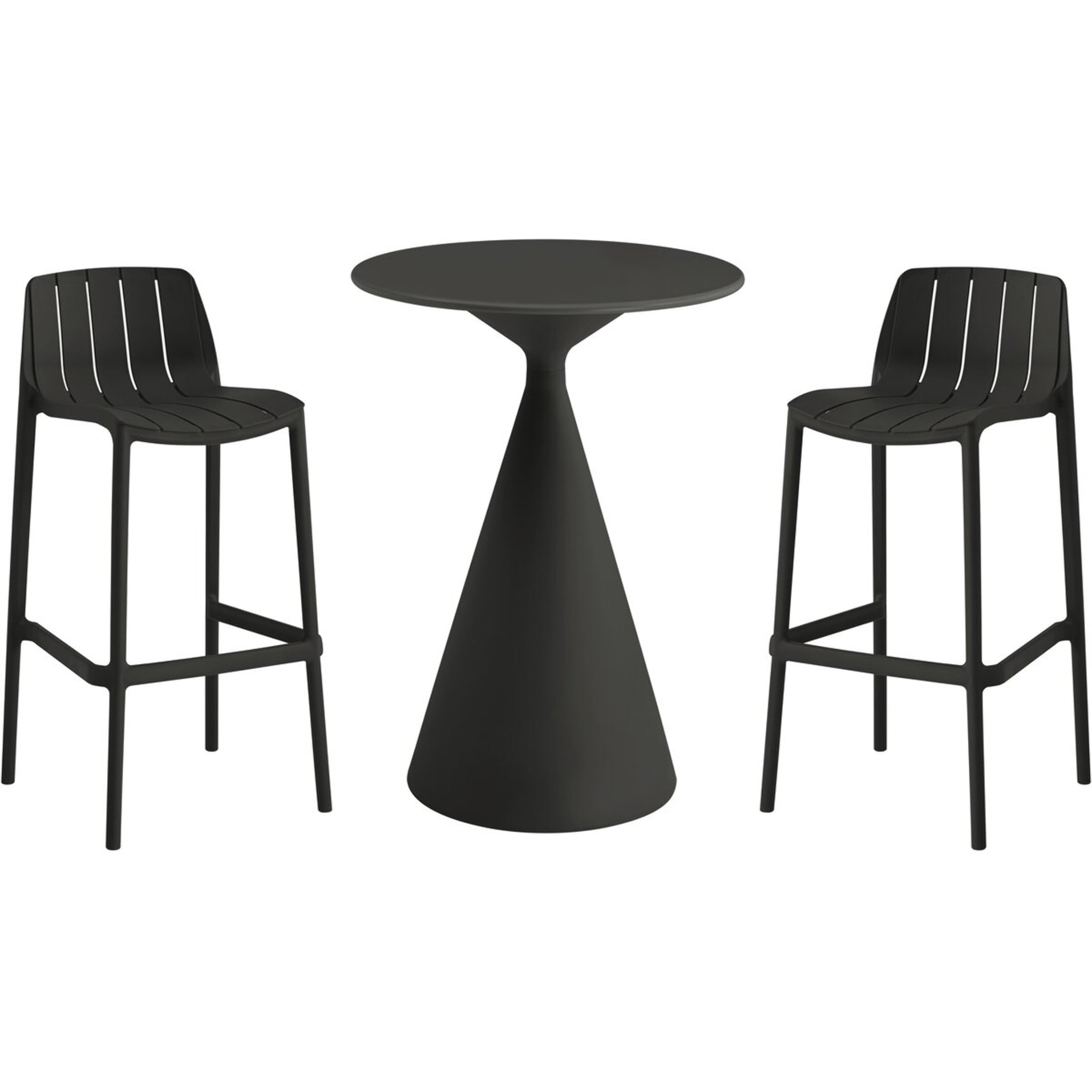 Table et chaises hautes de bistrot empilables "Vaena" - 2 places - Noir