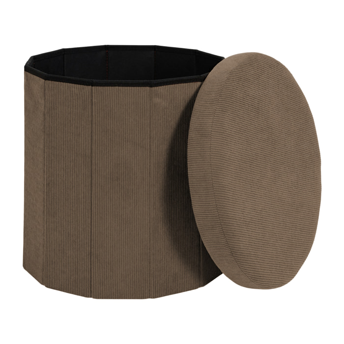 Coffre Pouf Pliable - HOME DECO FACTORY - Jules - Côtelé - Taupe