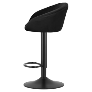 Sgabello da bar East in velluto nero con base girevole