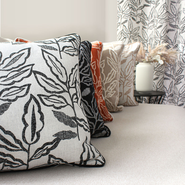 Coussin déhoussable en coton recyclé Chambray - Gris Foncé