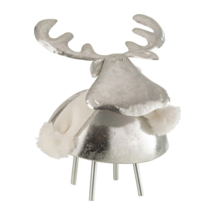 J-Line figurine de Noël Cerf - métal/textil - argent/blanc - medium