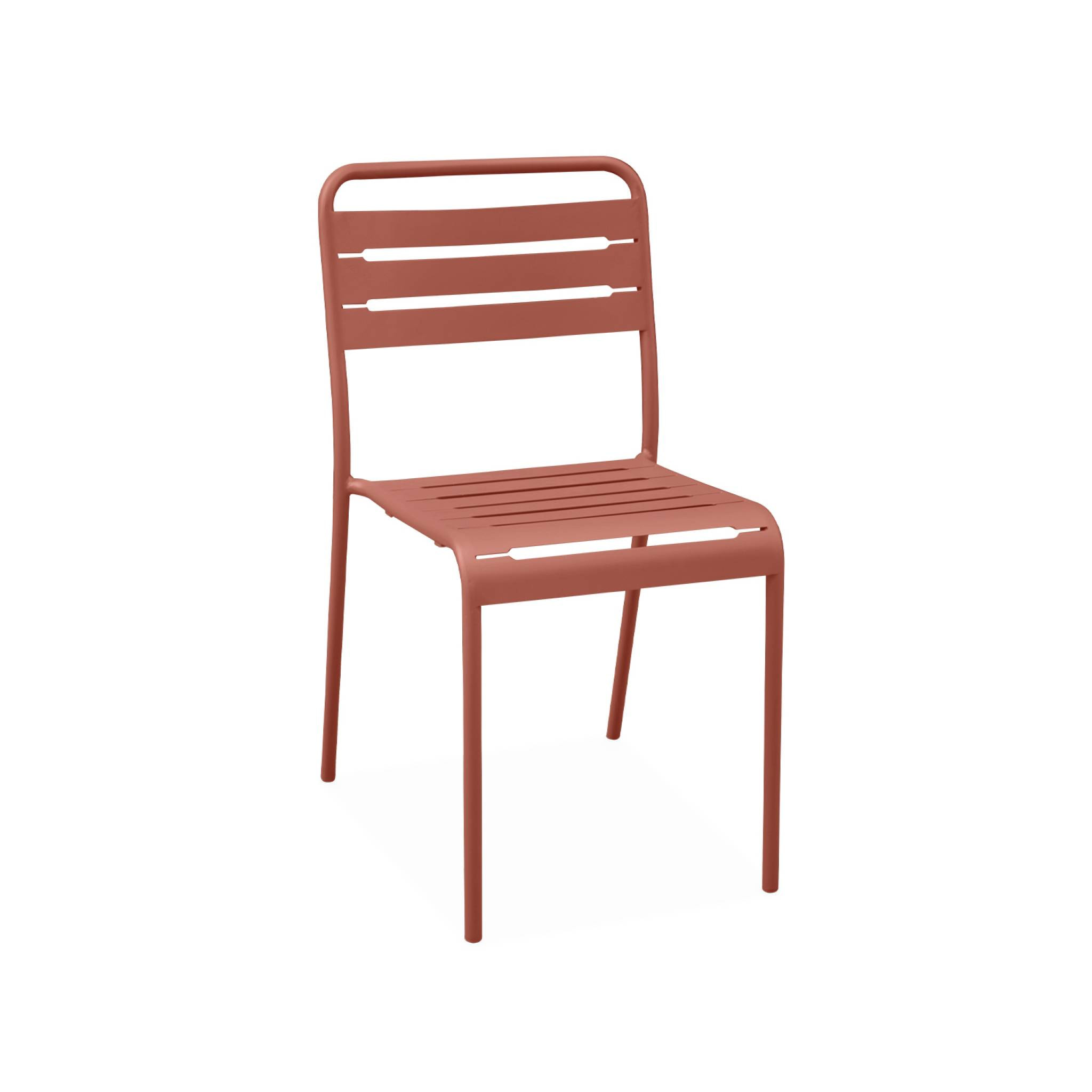 Table de jardin métal + 6 assises terracotta Amélia