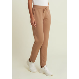 Pantaloni donna in felpa micro-trecce con fondo dritto