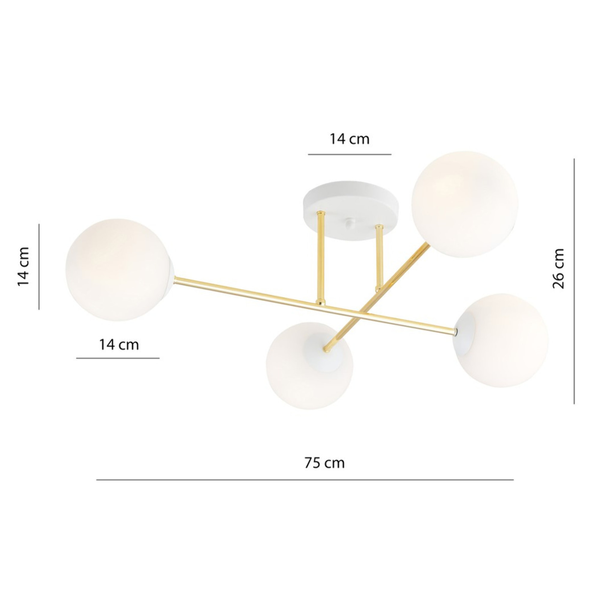 Lampada a sospensione MAGNUM in acciaio oro e vetro bianco