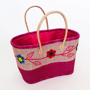 Panier artisanal de Madagascar - Namakia MM Fuchsia avec pochon