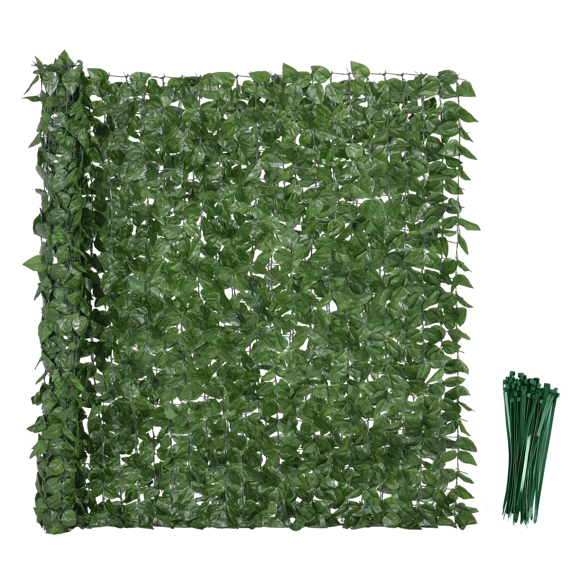 Haie Artificielle Brise-Vue décoration Rouleau 3L x 1,5H m Feuillage hêtre réaliste Anti-UV, feuilles en soie, Vert foncé