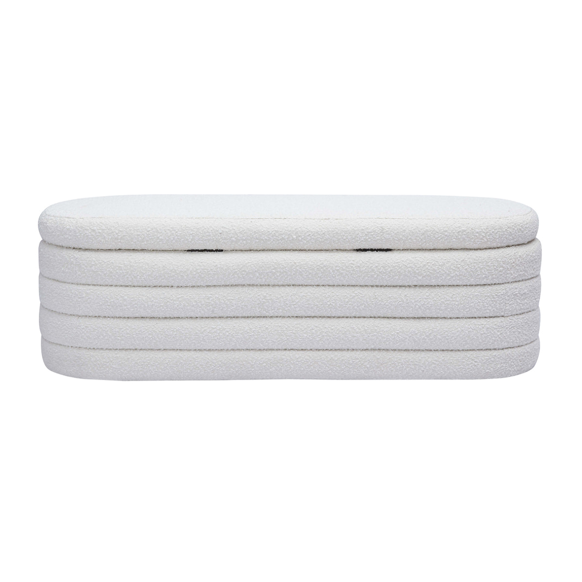 Banc coffre en tissu effet laine bouclée blanc L125 cm NAVY