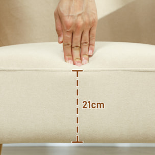 HOMCOM Sillón de Salón Nórdico Butaca para Dormitorio con Reposabrazos y Patas de Madera Sofá Individual Carga 120 kg para Oficina Sala de Estar Beige y Ocre