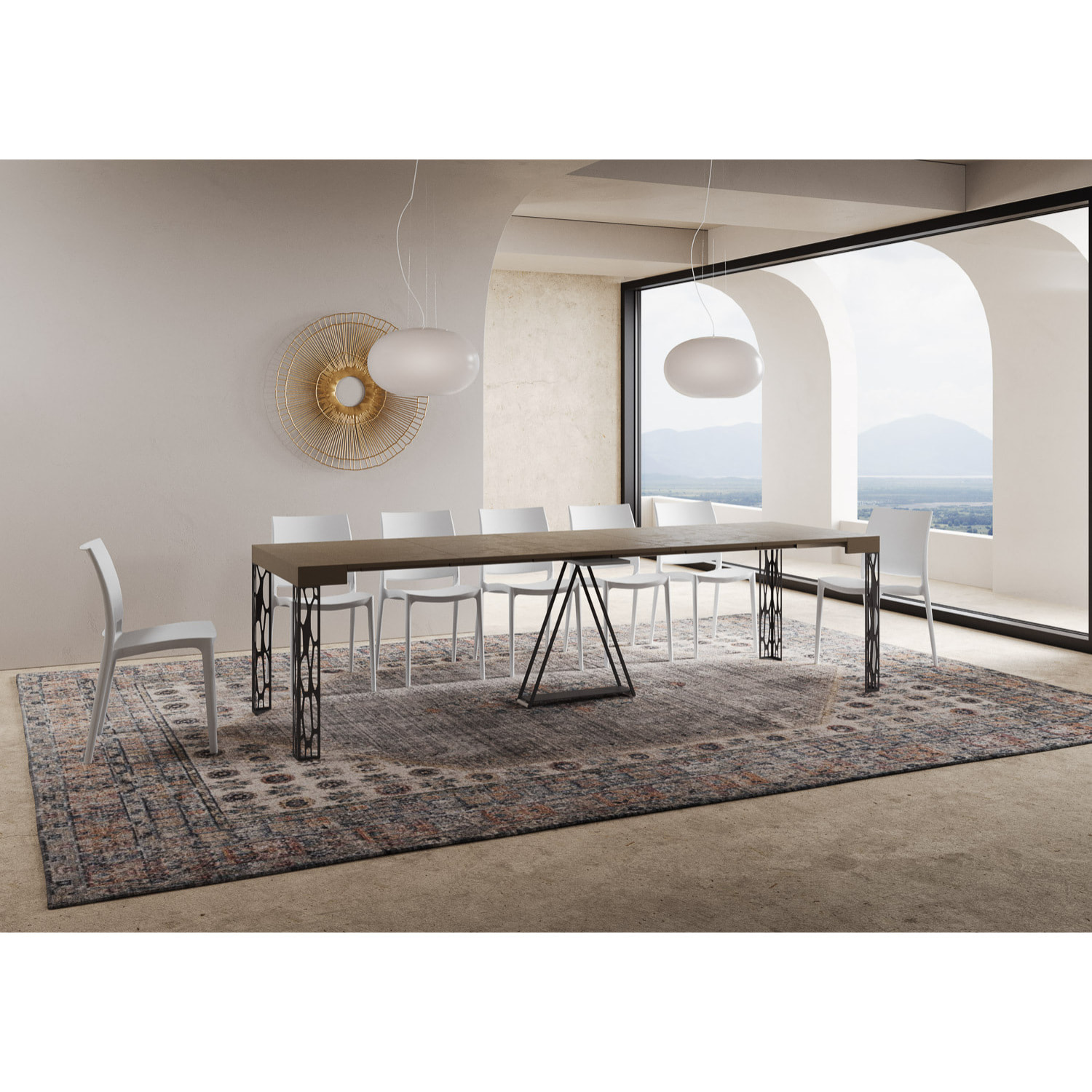 Consolle allungabile 90x40/300 cm Kerpa tortora telaio antracite