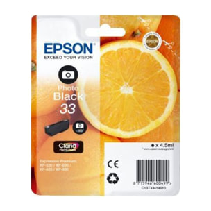 Cartouche d'encre EPSON Originale T3341 Noire Photo Série Orange - C13T33414010