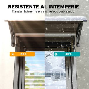 Marquesinas Exterior para Puertas y Ventanas 75x100 cm Tejadillo de Protección contra Sol y Lluvia con Soporte de Aleación de Aluminio Marrón Translúcido