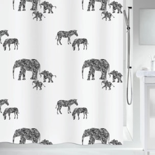 Rideau de douche Polyester SERENGETI 180x200cm Noir & Blanc Spirella