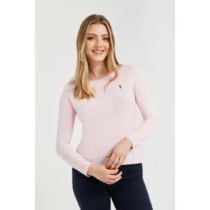 Maglietta basic a maniche lunghe rosa con logo Rigby Go