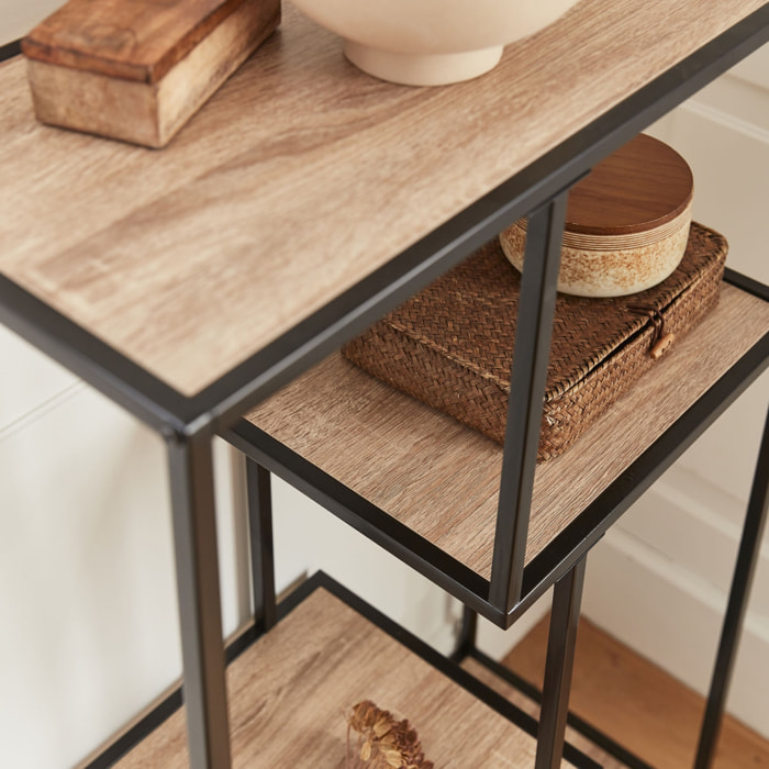 Etagère bibliothèque industrielle métal et décor bois 4 niveaux LOFT