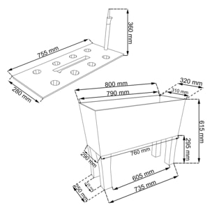 Jardinera c/patas. mod. rato jh 600. c/autorriego 80x33x65cm. blanco