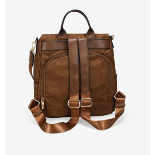 Mochila antirrobo marrón con cremallera