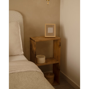 Estanteria de madera maciza en tono roble oscuro con 1 estante Alto: 74 Largo: 40 Ancho: 20