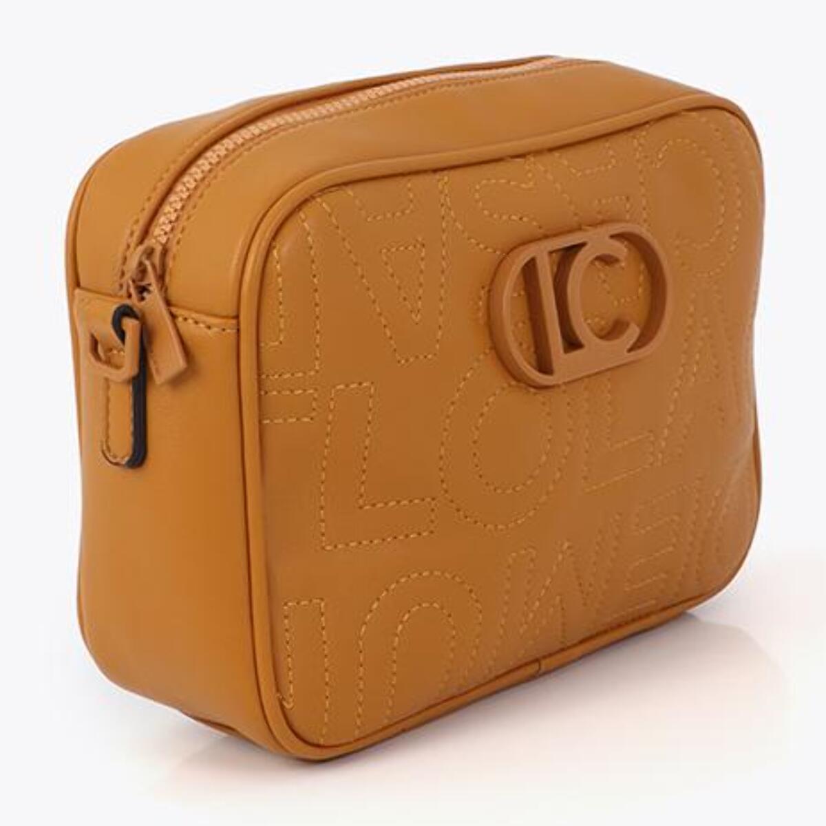 Borsa a tracolla con monogramma cucito