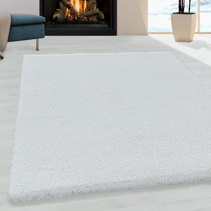 FLUFFY - Tapis shaggy uni à poils longs Blanc
