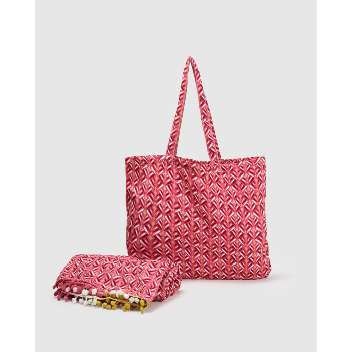 Pack bolso + toalla pareo eloina rosa marsala