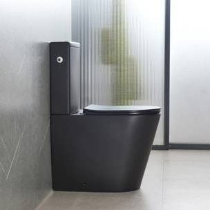 Brevis WC à poser complet sans bride en céramique avec abattant SoftClose, rinçage Vortex, noir mat (SATBRE031RTORVPBKM)