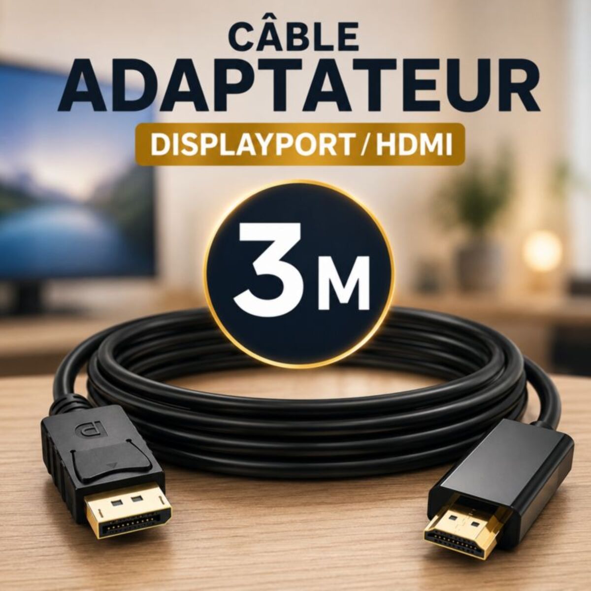 Adaptateur Displayport/HDMI ESSENTIELB vers Display Port 3m ecp