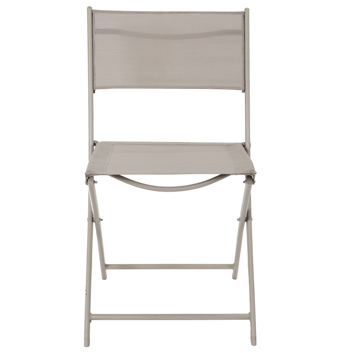 Chaise Exterieur Pliable Elba Textilene Taupe - Lot De 4