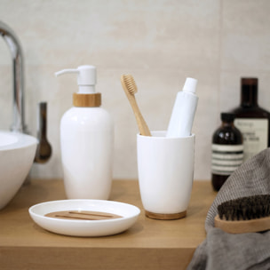 Distributeur de savon PS & Bambou OSLO Blanc & Beige MSV