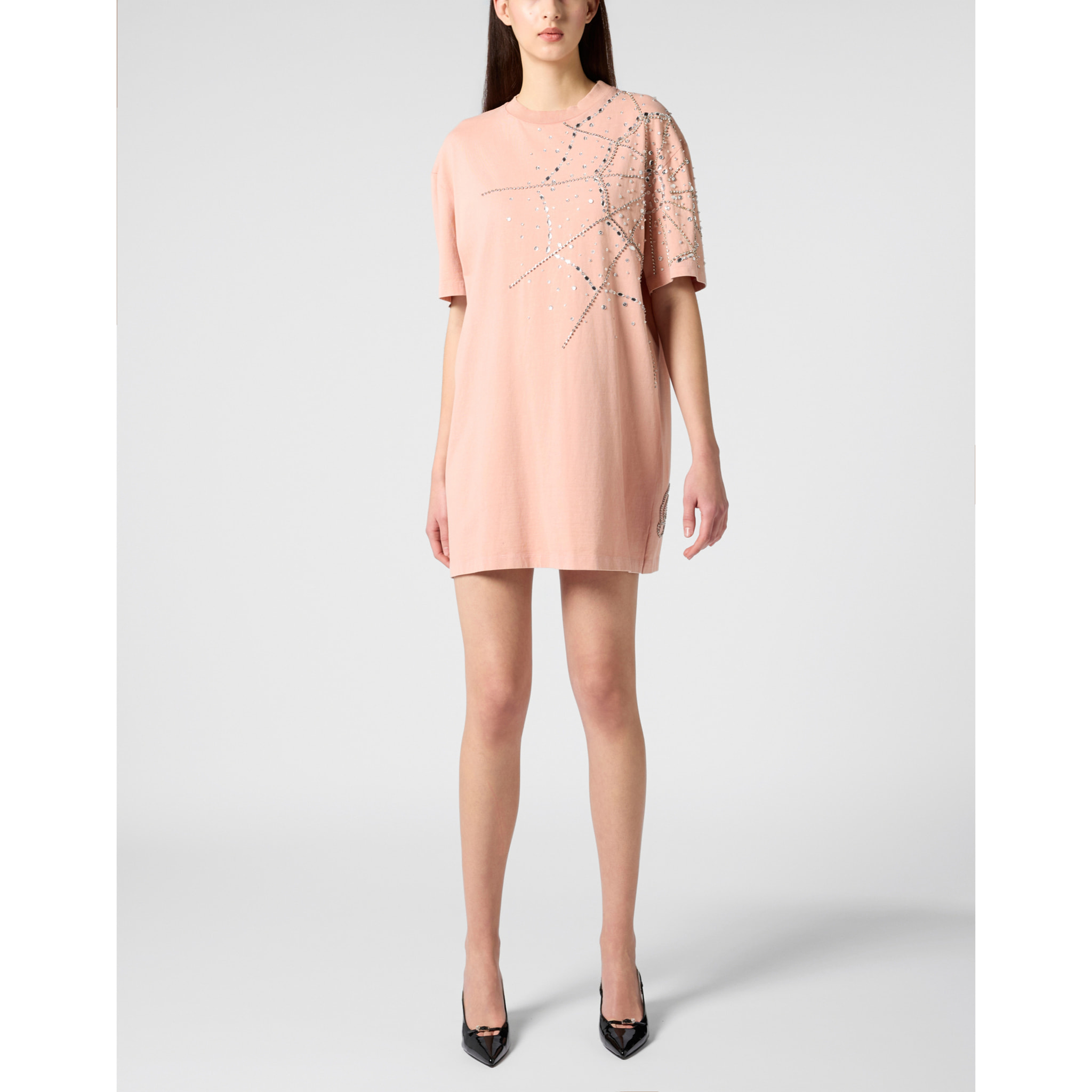 PHILIPP PLEIN T-Shirt Dress Spiderweb Strass