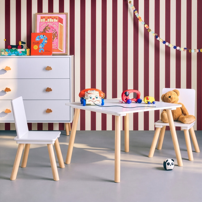Table carrée enfant bois de pin 2 assises JUDITH
