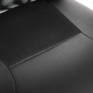 HOMCOM Fauteuil de bureau ergonomique hauteur assise réglable pivotant 360° revêtement synthétique et maille noir
