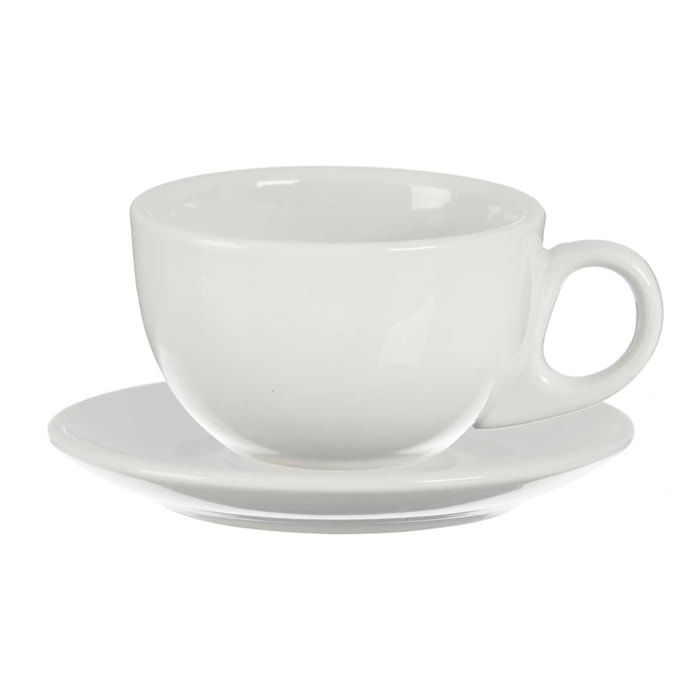 SET 6 TAZAS CAFE PORCELANA BLANCA CON PLATO 250ML