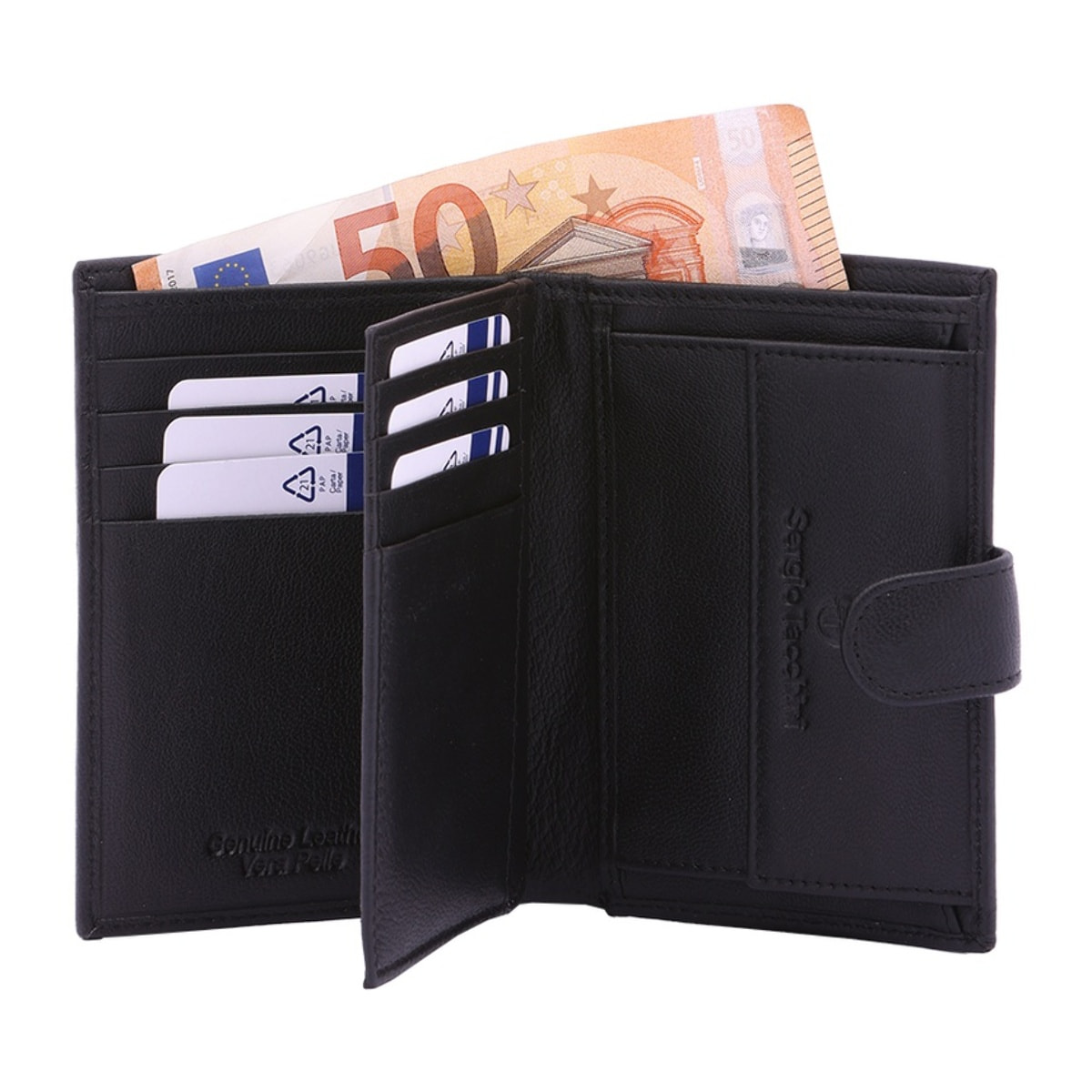 Portafoglio da uomo in vera pelle - Modello False - Casual - 9.0 x 12.5 x 2.0 cm