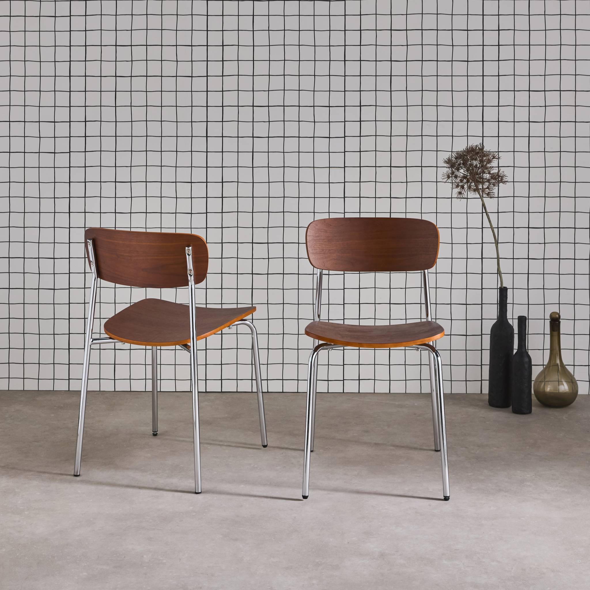 Chaise vintage métal et contreplaqué (lot de 2) TOBY