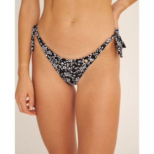 Braga de bikini brasileña con lazos y estampado de flores