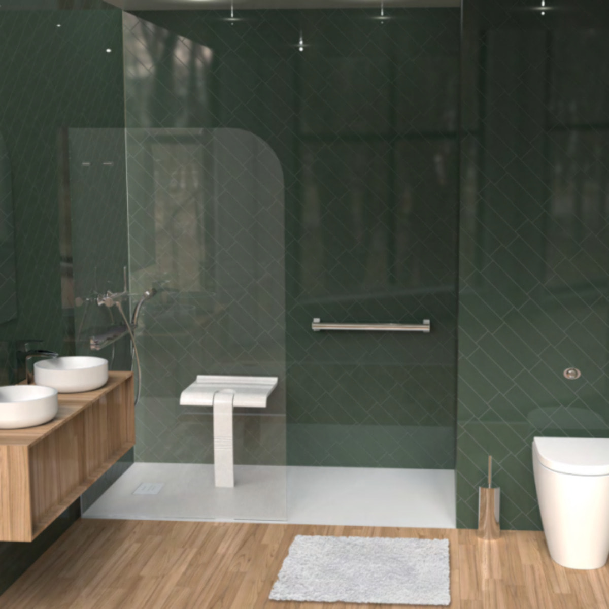 Barre de maintien droite PMR PELLET Design 60 cm aluminium anodisé brillant caches résine chromée