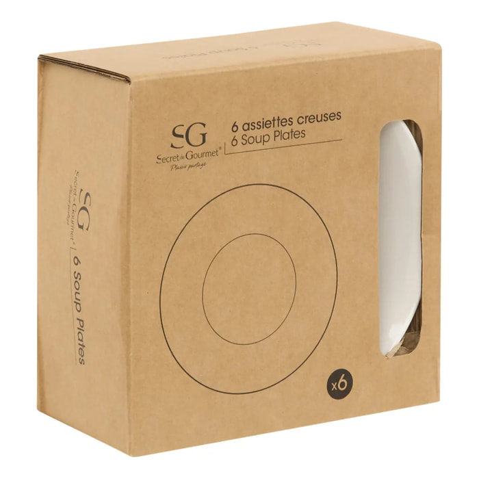 Lot de 6 Assiette creuse Sky lounge blanc D20xH4,1cm
