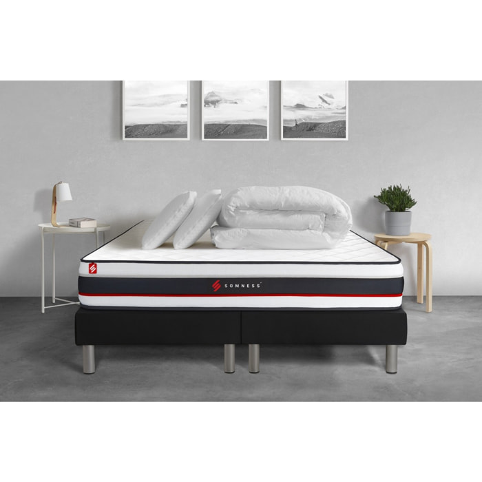 Pack sommier + matelas FORM + 2 oreillers mémoire de forme + Couette Percale