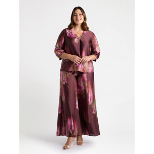 Fiorella Rubino - Pantalones modelo palazzo con estampado difuminado - Fuchsia