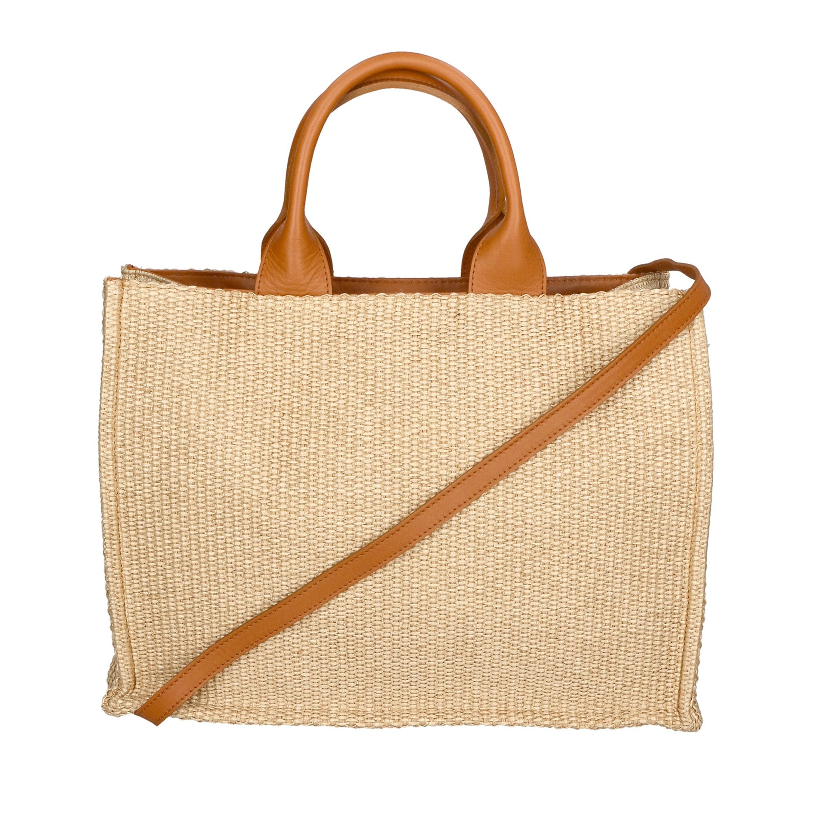 Borsa a mano da donna - Modello False - Misto pelle e tessuto - 31.0 x 41.5 x 15.5 cm