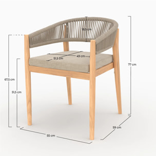 Chaise de jardin en tissu beige et bois d'acacia - Izïa